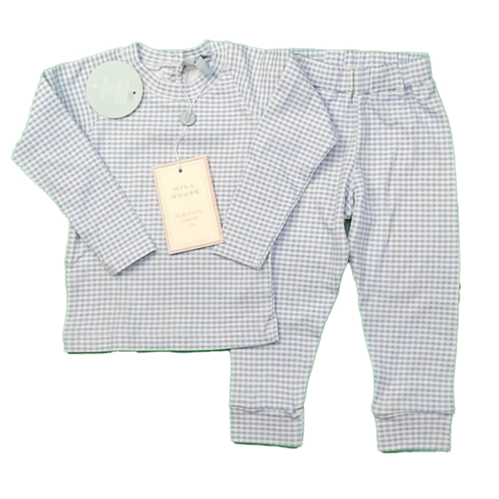 Hill House Boys Blue Check 2-piece Pajamas size: 6-12 Months